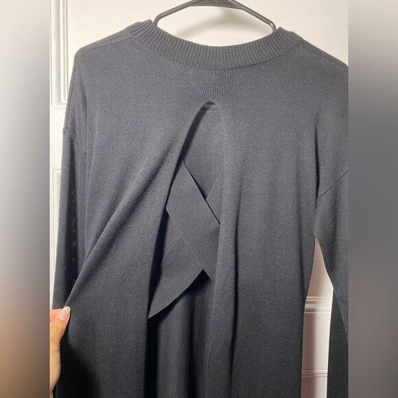 n:Philanthropy Ariel Open Crisscross Back Crewneck Sweater Black Sz Small - Picture 7 of 10